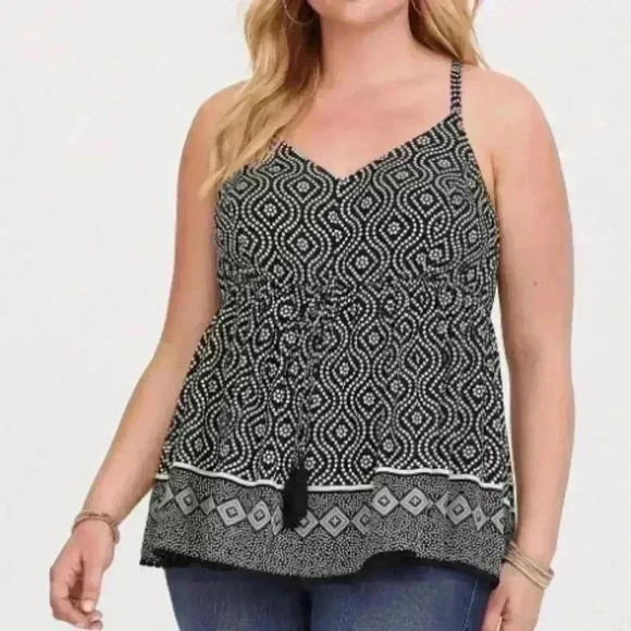 Torrid Black White Polka Dot Boarder Print Challis Cami 1 1X 14/16 - Picture 1 of 8